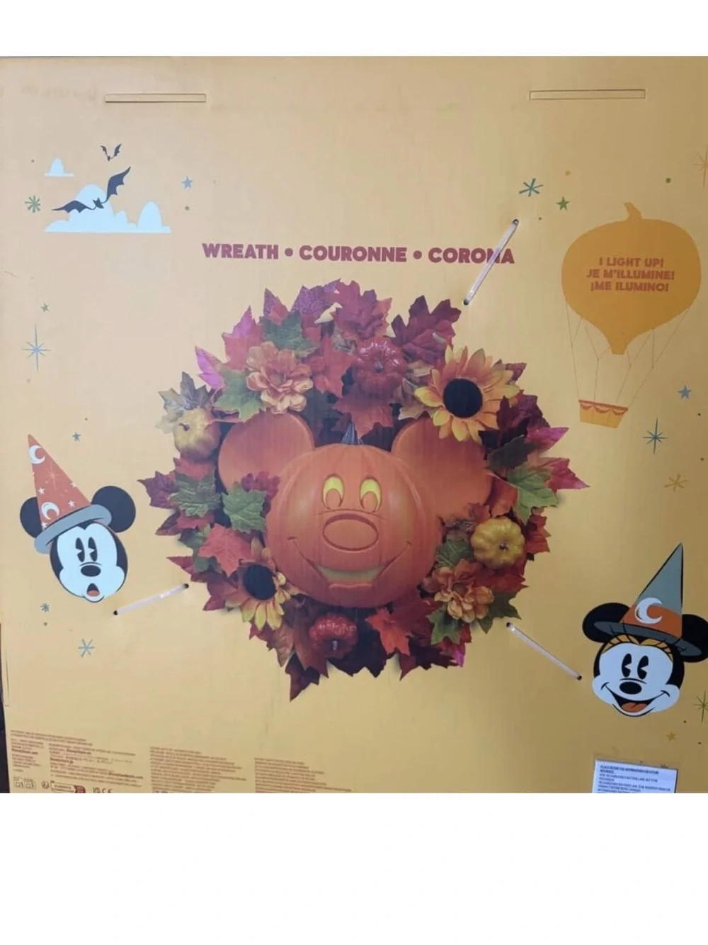Disney Parks Halloween Mickey Mouse Pumpkin Wreath Light NIB NEW sold it on EBay